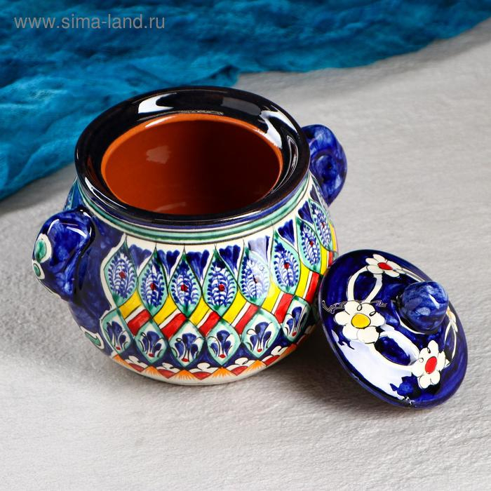 Сахарница Риштанская Керамика  Сахарница Риштанская Керамика "Узоры", 800 мл, синяя