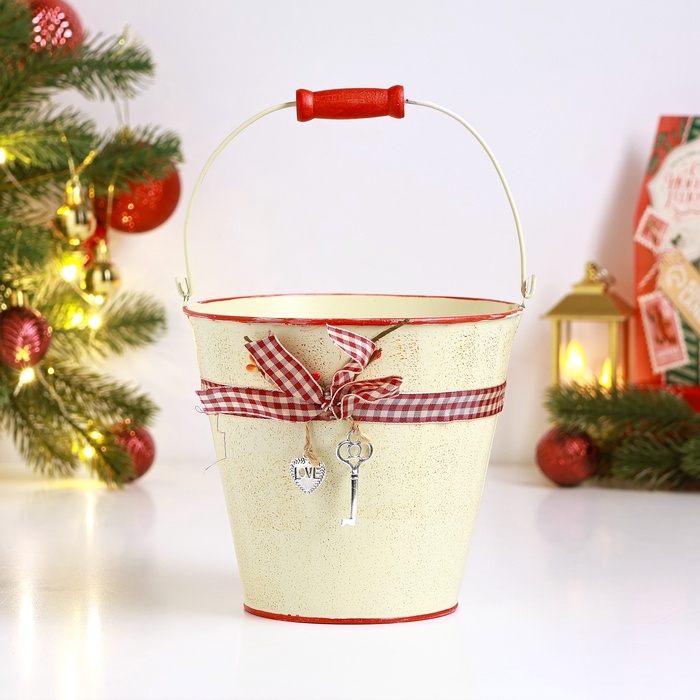 Кашпо Кашпо "Ведерко Рустад" бежевое, 15х15х14см