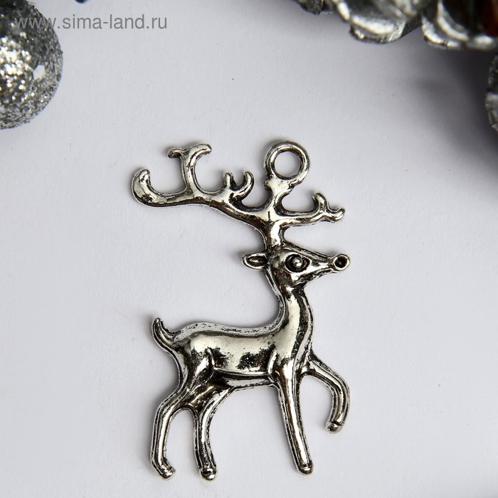 Декор для творчества металл Декор для творчества металл "Олень - серебряное копытце" серебро 2,3х3,7 см