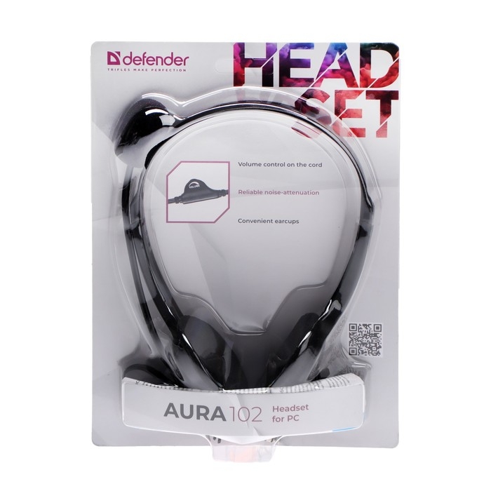 Наушники Defender Aura 102, компьютерные, микрофон, 85 дБ, 32 Ом, 3.5 мм, 1.8 м, чёрные Наушники Defender Aura 102, компьютерные, микрофон, 85 дБ, 32 Ом, 3.5 мм, 1.8 м, чёрные