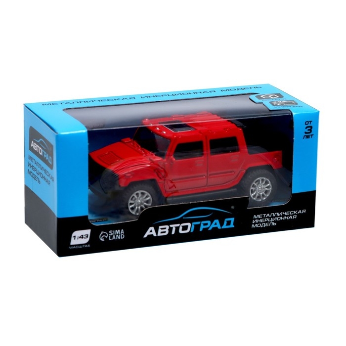 Машина металлическая «Пикап», масштаб 1:43 инерция, цвет красный Машина металлическая «Пикап», масштаб 1:43 инерция, цвет красный