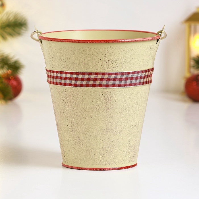 Кашпо Кашпо "Ведерко Рустад" бежевое, 12х12х13см