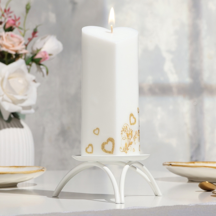 Свеча свадебная  Свеча свадебная "Сердце", 6,8х15 см, белая, домашний очаг