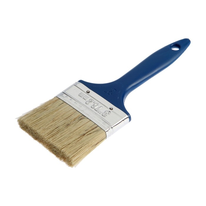 Кисть плоская ТУНДРА, смешанная щетина, пластиковая рукоятка, 3 Кисть плоская ТУНДРА, смешанная щетина, пластиковая рукоятка, 3", 75 мм