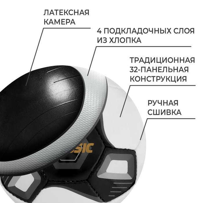 Футбольный мяч TORRES Classic, F123615, ручная сшивка, 32 панели, р. 5, PVC Футбольный мяч TORRES Classic, F123615, ручная сшивка, 32 панели, р. 5, PVC