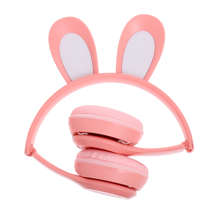 Наушники беспроводные «Зайчик», звуковые и световые эффекты, складные, цвет розовый Наушники беспроводные «Зайчик», звуковые и световые эффекты, складные, цвет розовый