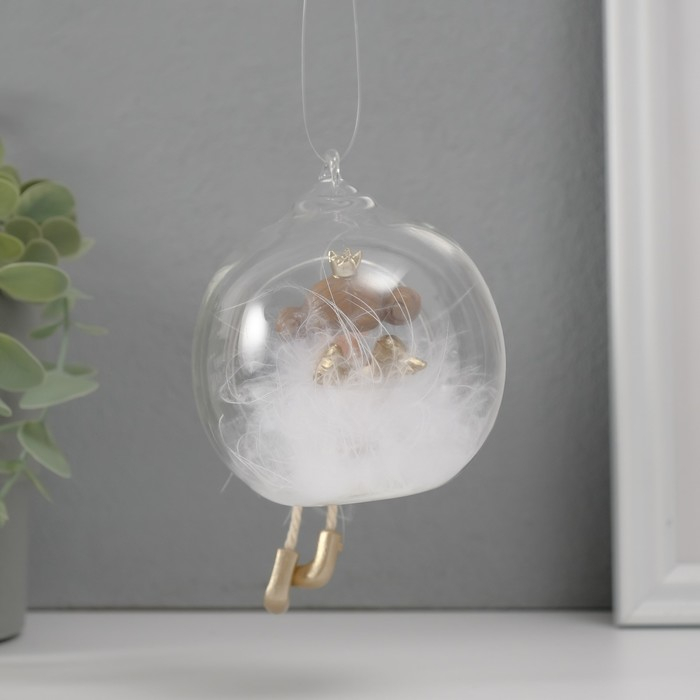 Сувенир полистоун "Ангелочек-принцесса пушок в шарике" 9х8,5х8,5 см