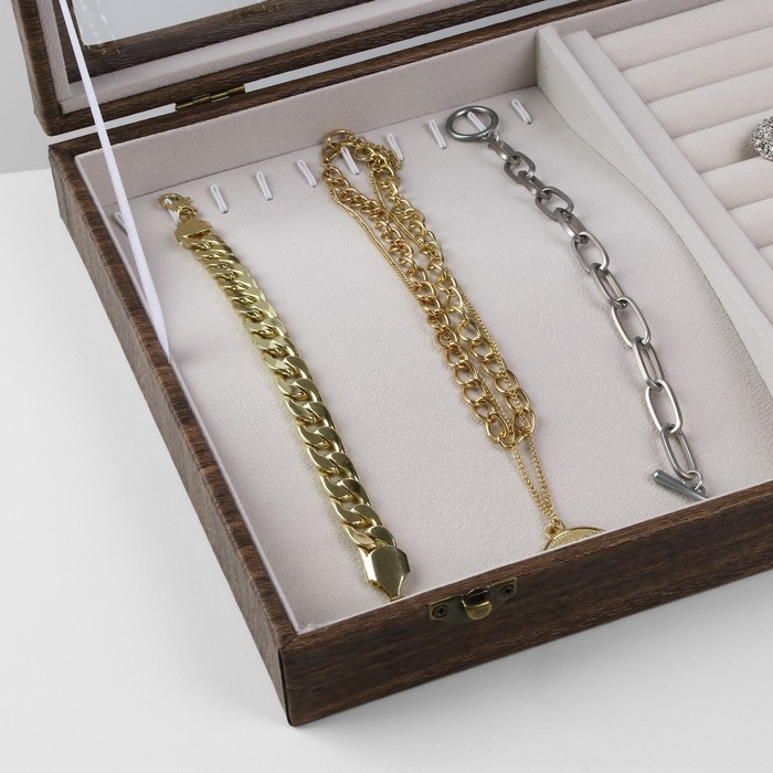 Подставка для украшений «Шкатулка дерево» 10 полос, 10 крючков, 34,8×24,3×5 см, цвет серый в дереве Подставка для украшений «Шкатулка дерево» 10 полос, 10 крючков, 34,8×24,3×5 см, цвет серый в дереве