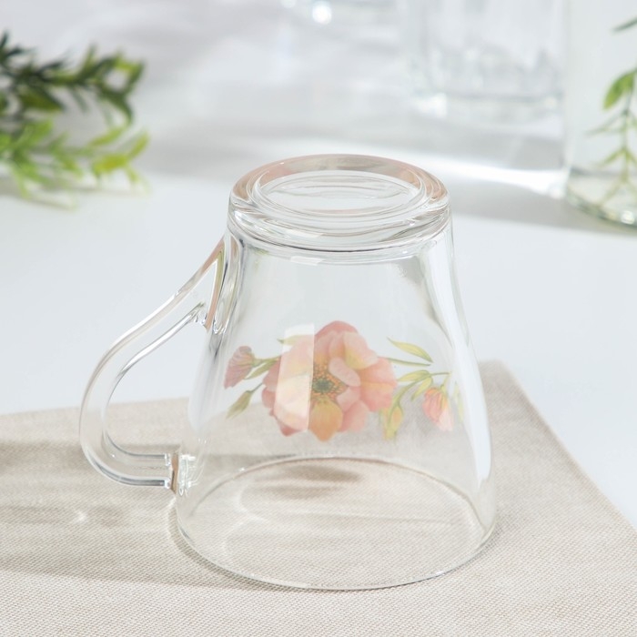 Кружка стеклянная «Акварельные цветы», 250 мл, рисунок МИКС