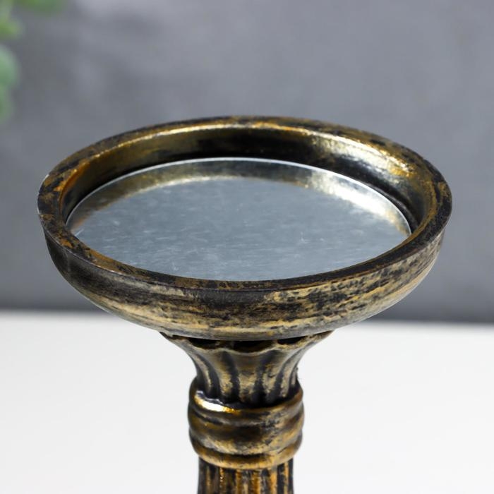 Подсвечник дерево на 1 свечу  Подсвечник дерево на 1 свечу "Фердинанд" чёрный с золотой  патиной 28х10,5х10,5 см