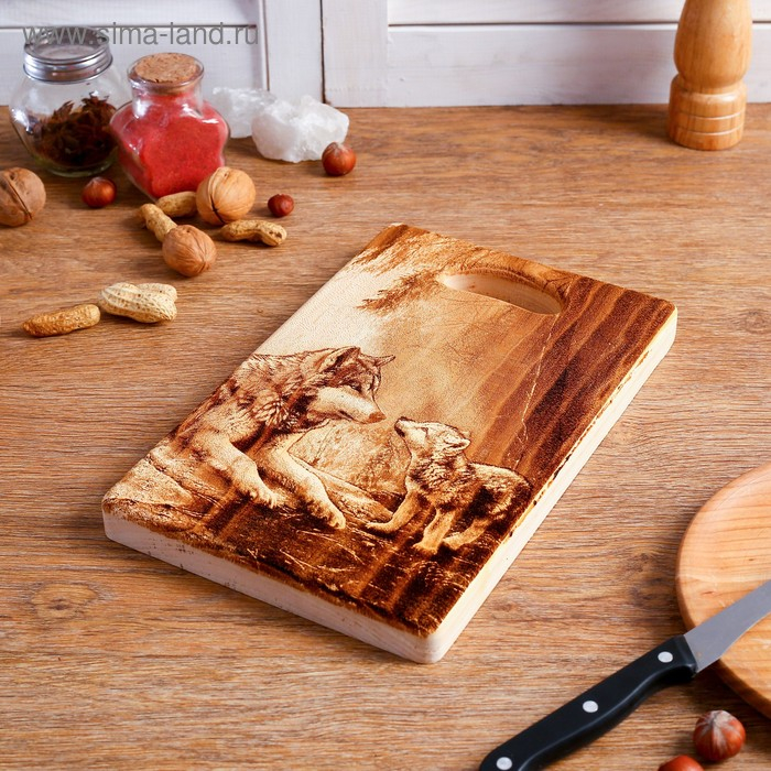 Доска из массива кедра «Волки», прямоугольная, 18 × 28 см Доска из массива кедра «Волки», прямоугольная, 18 × 28 см