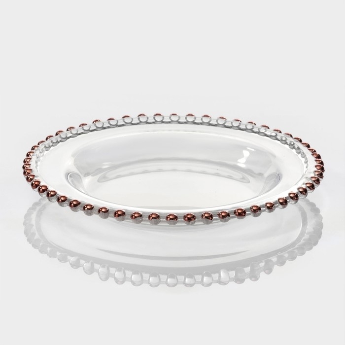 Тарелка стеклянная «Орбита», d=21 см, цвет розовое золото Тарелка стеклянная «Орбита», d=21 см, цвет розовое золото