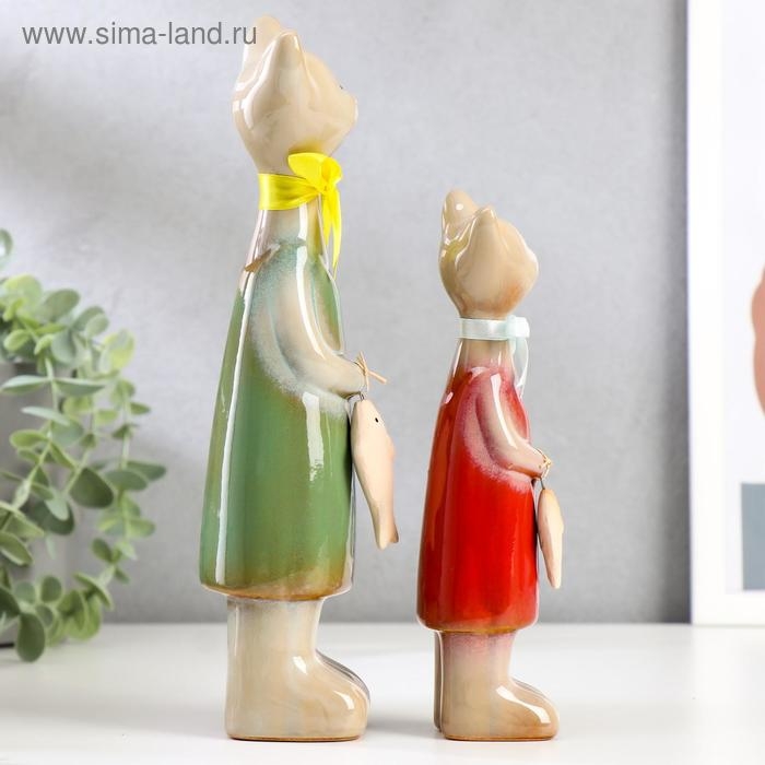 Сувенир керамика Сувенир керамика "Две кошечки с рыбкой" набор 2 шт 24,5х6х5, 19х5х4,5 см