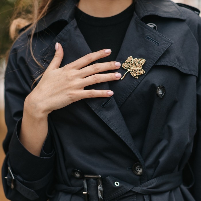 Брошь Брошь "Листик", цвет светло-коричневый в золоте