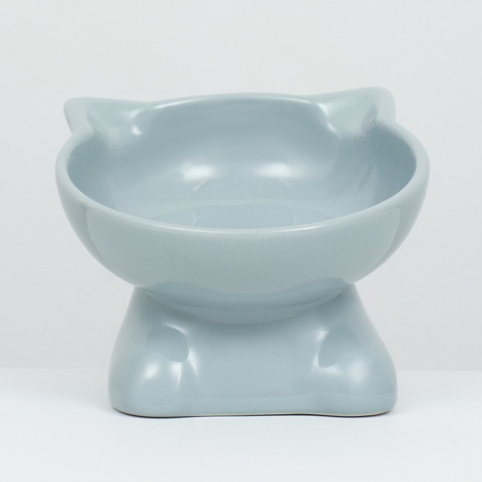 Миска керамическая  Миска керамическая "Киса" на подставке-лапках 200 мл  13 х 12 х 8 см, серая