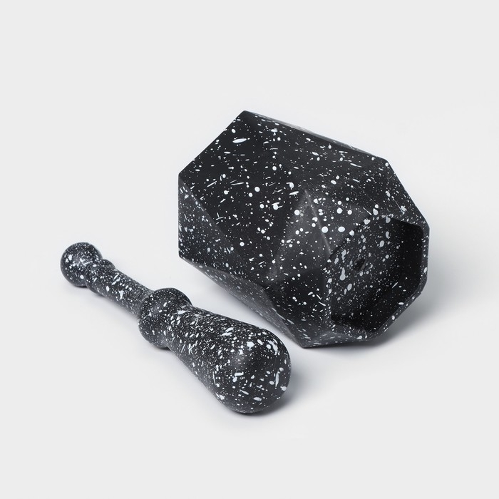 Ступка с пестиком «Грани», 10×18 см, цвет чёрный Ступка с пестиком «Грани», 10×18 см, цвет чёрный