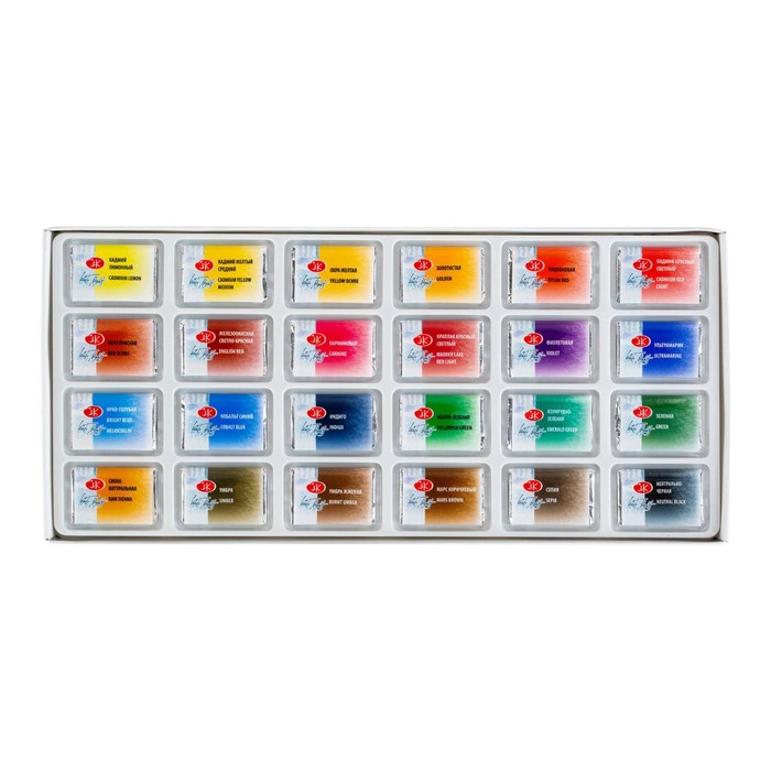 Акварель художественная в кюветах, 24 цвета х 2.5 мл, ЗХК  Акварель художественная в кюветах, 24 цвета х 2.5 мл, ЗХК "Белые ночи", 1941061