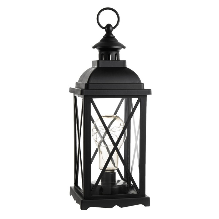 Ночник Ночник "Фонарь с лампой" чёрная от батареек 3ААА 35х13,5х13,5 см