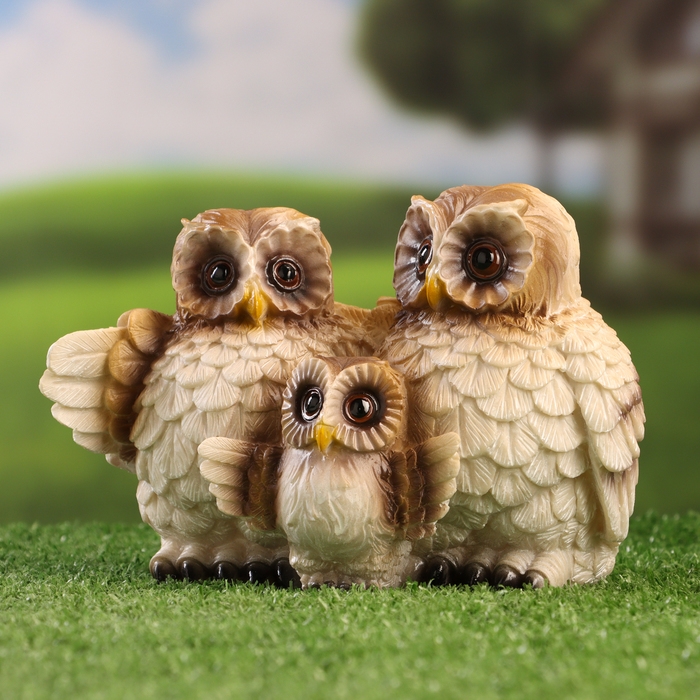 Садовая фигура  Садовая фигура "Семья сов" 18х9х12см