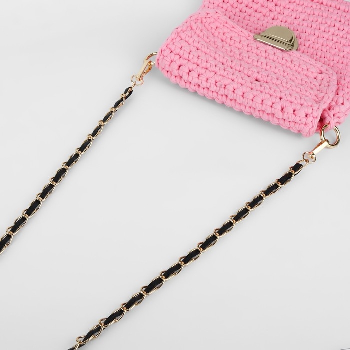 Цепочка с искусственной кожей для сумки, с карабинами, 10 × 15 мм, 118 ± 3 см, цвет золотой/чёрный
