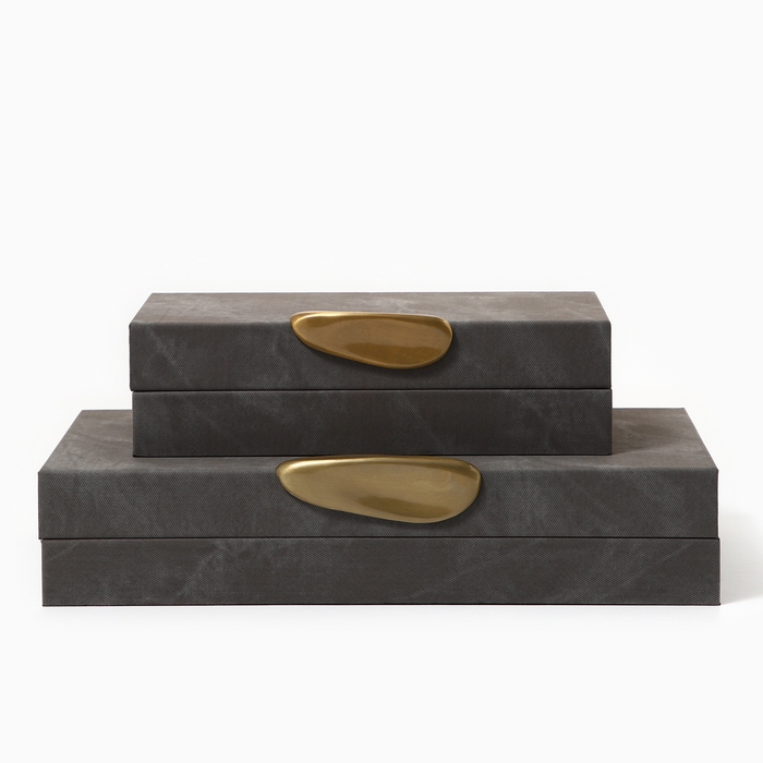 Шкатулка для украшений «Серый мрамор» экокожа, набор 2 шт. Шкатулка для украшений «Серый мрамор» экокожа, набор 2 шт.