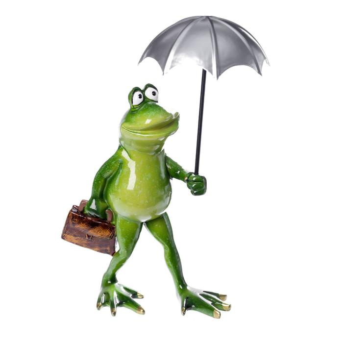 Сувенир полистоун лак Сувенир полистоун лак "Лягуха под зонтом" 21,5х9,5х16 см