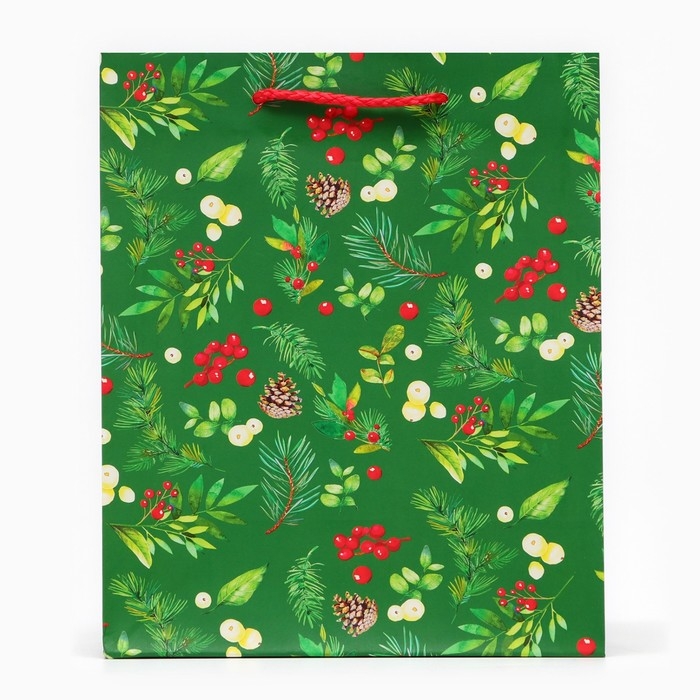 Новый год. Пакет подарочный  Новый год. Пакет подарочный "Веточки", 18 х 22,3 х 10 см.