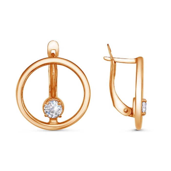 Серьги «Окружность», розовое золочение, цвет белый Серьги «Окружность», розовое золочение, цвет белый