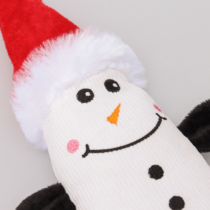 Игрушка мягкая для собак  Игрушка мягкая для собак "Снеговик с канатом" с пищалкой, 39 х 13 см