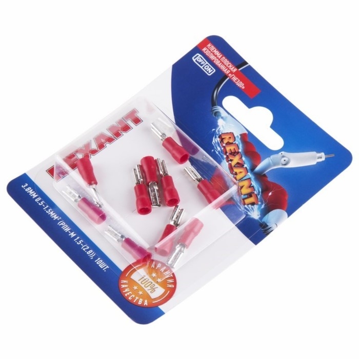 Клемма плоская Rexant РПи-м 1,5-(2,8)/РпИм 1,25-250 гнездо 3,8 мм, 0,5-1,5 мм², 10 шт Клемма плоская Rexant РПи-м 1,5-(2,8)/РпИм 1,25-250 гнездо 3,8 мм, 0,5-1,5 мм², 10 шт