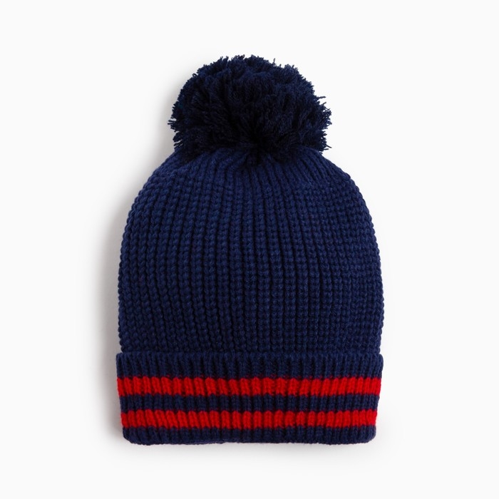 Шапка MINAKU с помпоном, р-р 50-52, цв. синий Шапка MINAKU с помпоном, р-р 50-52, цв. синий