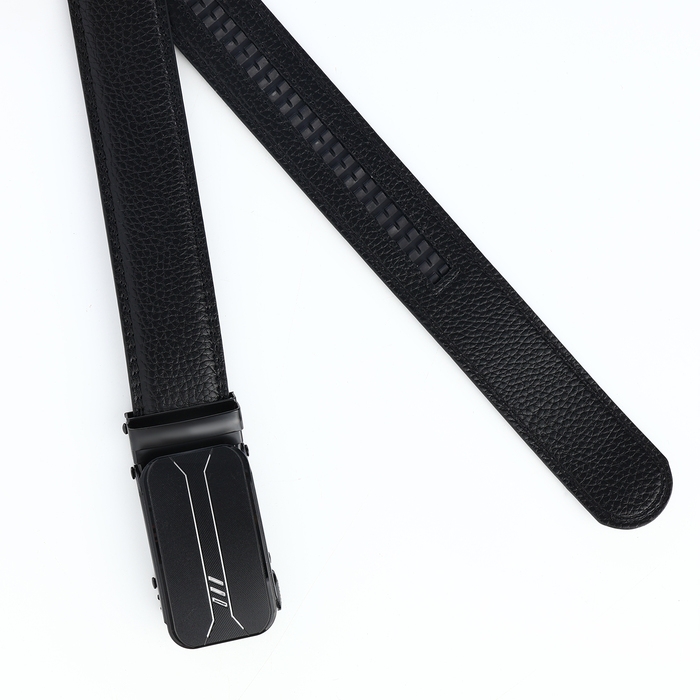 Ремень мужской, ширина 3,5 см, пряжка автомат, цвет чёрный