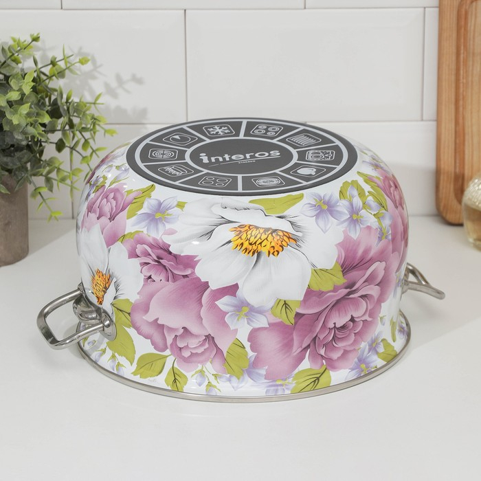 Кастрюля эмалированная «Пион», 5.7 л, стеклянная крышка, индукция Кастрюля эмалированная «Пион», 5.7 л, стеклянная крышка, индукция