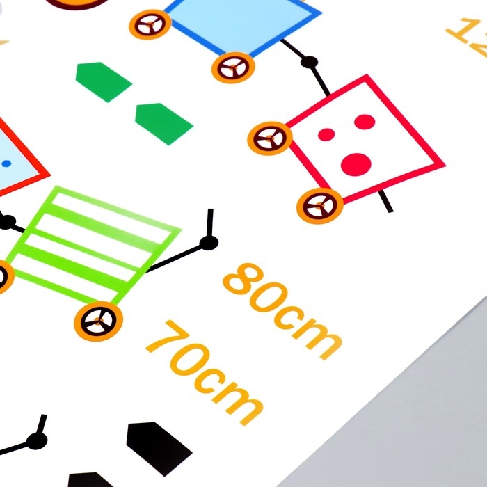 Наклейка пластик интерьерная цветная ростомер  Наклейка пластик интерьерная цветная ростомер "Поезд со зверями" 60x90 см