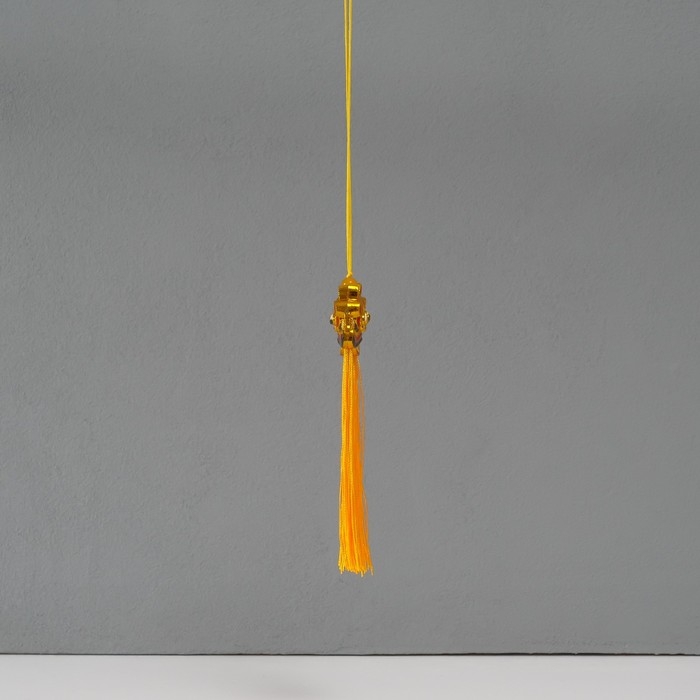 Подвеска текстиль, пластик Подвеска текстиль, пластик "Китайский лев" жёлтая 2х4х14 см