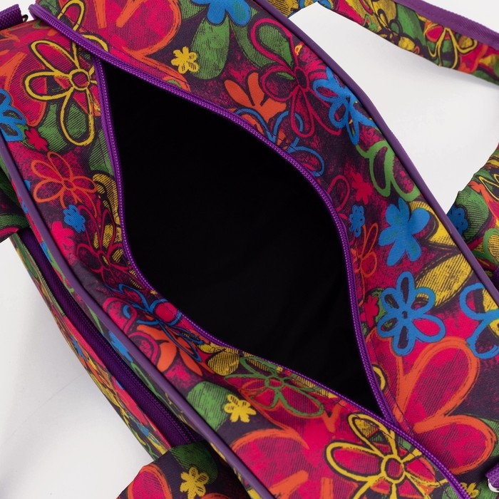 Сумка дорожная на молнии, 2 наружных кармана, длинный ремень, цвет фиолетовый Сумка дорожная на молнии, 2 наружных кармана, длинный ремень, цвет фиолетовый