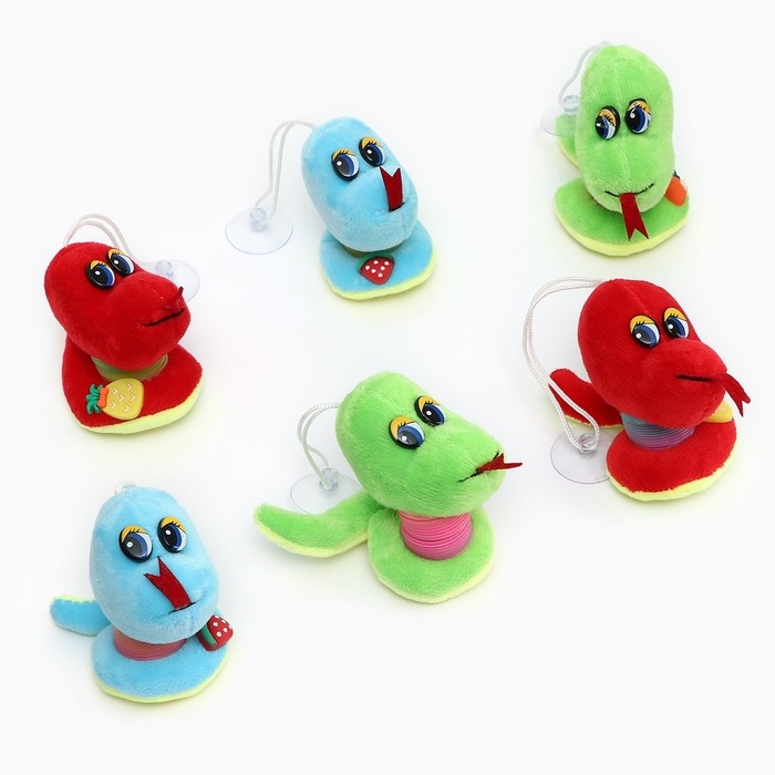 Новый год! Мягкая игрушка «Змейка с пружиной» на подвесе, 9 см, цвет МИКС Новый год! Мягкая игрушка «Змейка с пружиной» на подвесе, 9 см, цвет МИКС