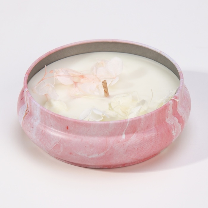 Свеча ароматическая из соевого воска с сухоцветом Свеча ароматическая из соевого воска с сухоцветом "Свежий нектарин", 3х8,5 см, 110 г