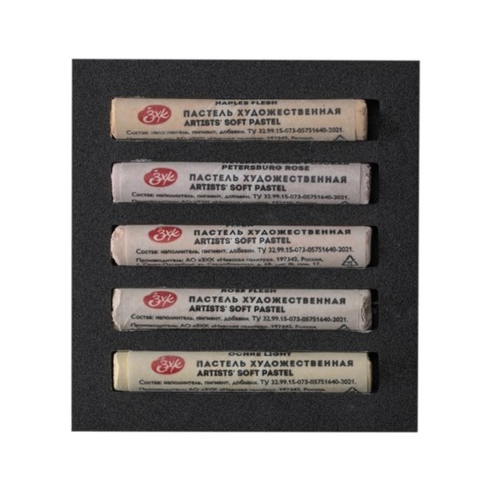 Пастель сухая набор 5 цветов, Soft, ЗХК Пастель сухая набор 5 цветов, Soft, ЗХК "Сонет", D-10 мм /L-65 мм, круглое сечение, телесные оттенки, 2531422208
