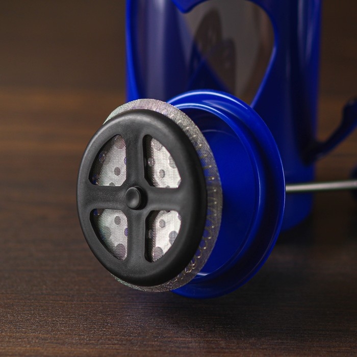 Чайник заварочный френч - пресс Доляна «Комплимент», 350 мл, стекло, цвет синий Чайник заварочный френч - пресс Доляна «Комплимент», 350 мл, стекло, цвет синий