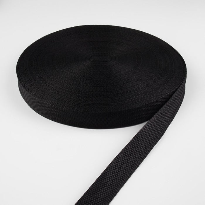 Стропа ременная, 25 мм, 50 ± 1 м, плотность 7,5 гр/м, цвет чёрный Стропа ременная, 25 мм, 50 ± 1 м, плотность 7,5 гр/м, цвет чёрный