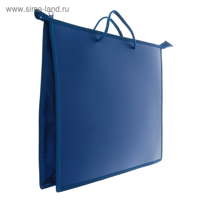 Папка для чертежей и рисунков A3, 420 х 343 х 50 мм, с ручками, пластиковая, молния сверху, 0.9 мм, "Стандарт" ПР 3, тёмно-синяя