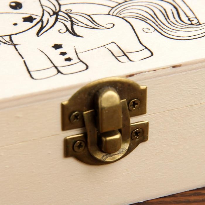 Шкатулка дерево под роспись Шкатулка дерево под роспись "Единорожка и радуга" 5х10х10 см