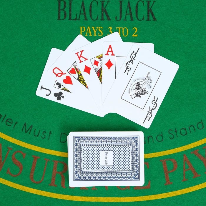 Карты игральные пластиковые 54 шт Poker Club, для игры в покер, карта 9 х 6 см Карты игральные пластиковые 54 шт Poker Club, для игры в покер, карта 9 х 6 см
