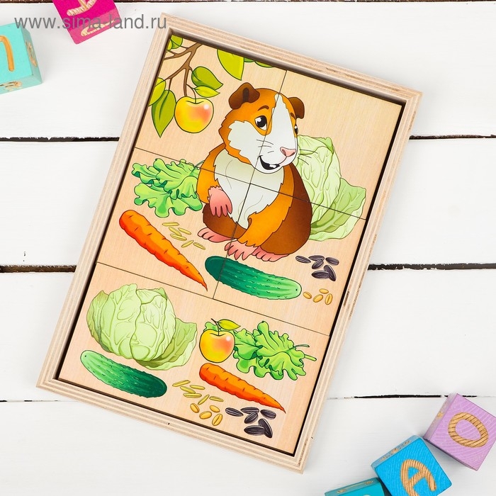 Пазлы «Сложи картинку. Кто что ест? Питомцы» Деревянные Игрушки Пазлы «Сложи картинку. Кто что ест? Питомцы» Деревянные Игрушки