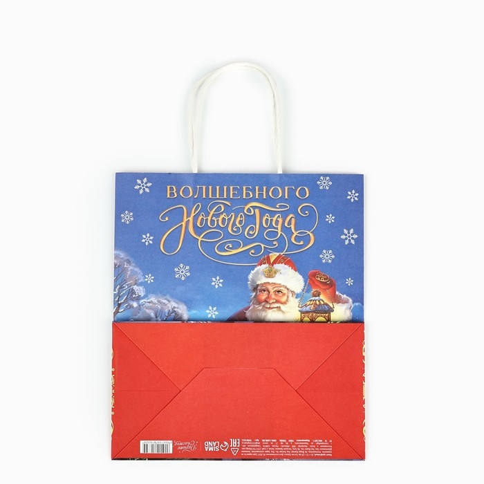 Пакет подарочный новогодний крафтовый «Яркого нового года», 22 х 12 х 25 см , Новый год Пакет подарочный новогодний крафтовый «Яркого нового года», 22 х 12 х 25 см , Новый год