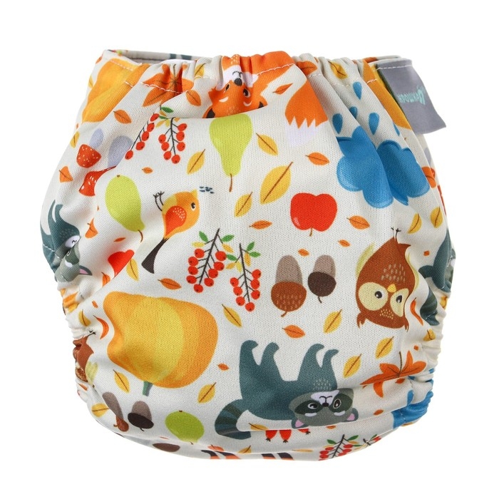Многоразовый подгузник «Осень», 3-8 кг, угольно-бамбуковая ткань, Крошка Я