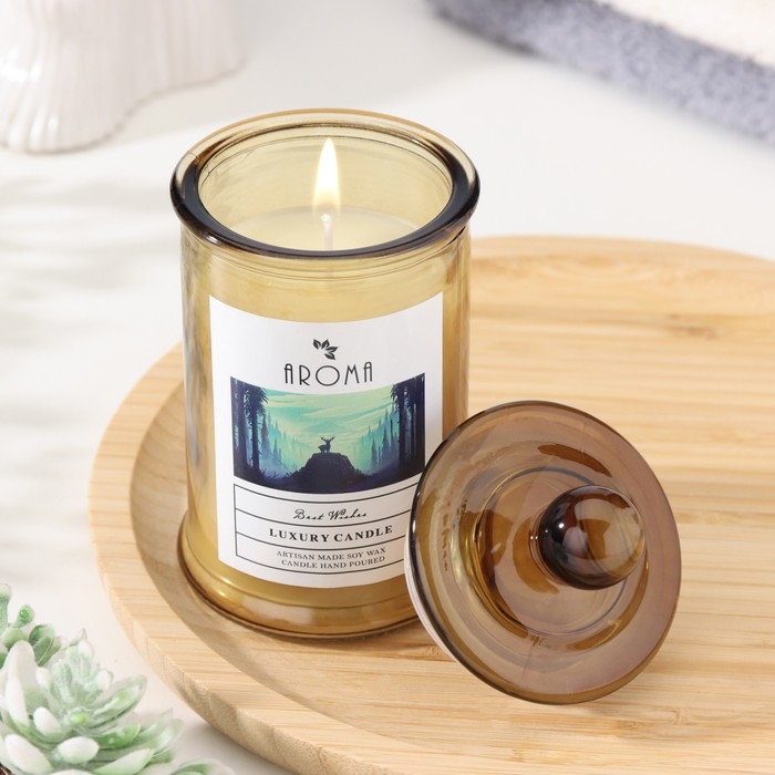 Свеча ароматическая в банке   Свеча ароматическая в банке  "Цветущий жасмин", 40ч, 95 гр, в коробке