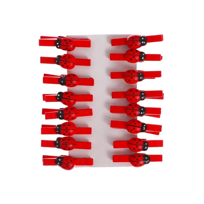 Прищепки «Божьи коровки», цвет МИКС, набор 16 шт.