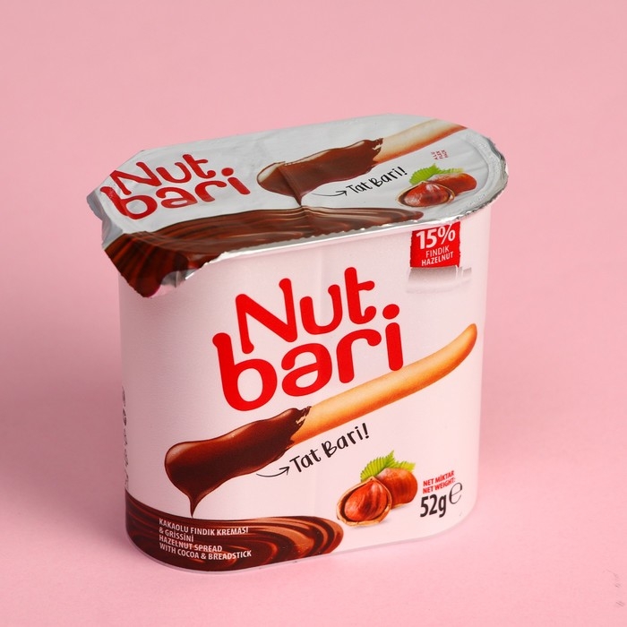 Паста Nut Bari из фундука и какао с хлебными палочками, 52г Паста Nut Bari из фундука и какао с хлебными палочками, 52г